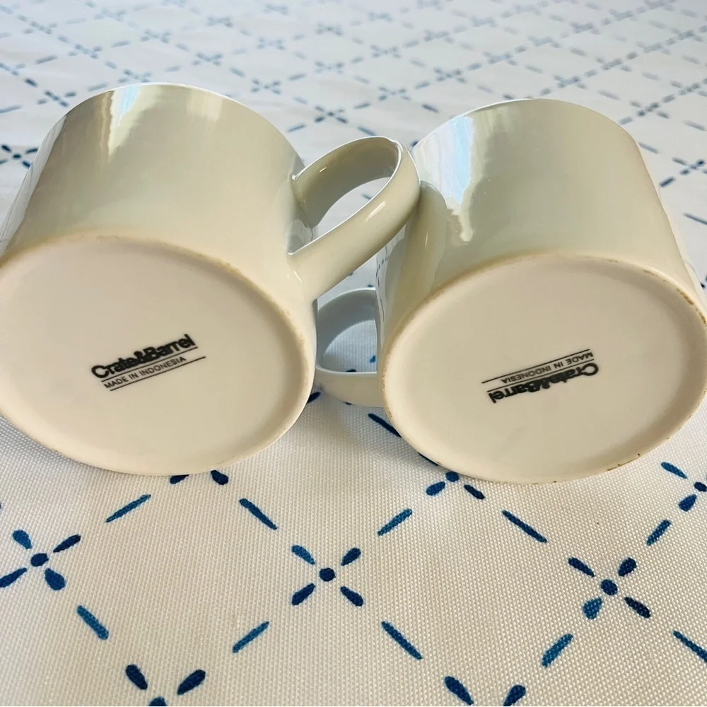 Crate and Barrel White Porcelain Espresso Mugs Set of 2